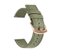 HELBAY Bracelet de montre homme en toile tissée, 18 mm/20 mm/22 mm, accessoire de remplacement,Vert armée-or rose,20 mm