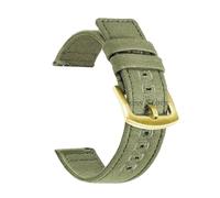 HELBAY Bracelet de montre homme en toile tissée, 18 mm/20 mm/22 mm, accessoire de remplacement,Vert armée et or,22 mm