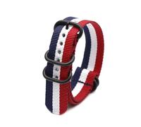 HELBAY Bracelets de montre en nylon pour hommes, 18 mm, 20 mm, 22 mm, 24 mm, accessoires pour bracelets de montre,Bleu Blanc Rouge,24 mm