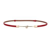 HELBAY Ceinture fine en cuir de vache pour femme - Ceinture simple pour robe, jeans, robes et pantalons,Rouge,100x1cm
