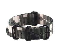 HELBAY Men's Camouflage Nylon Watch Strap 18mm 20mm 22mm 24mm, with Stainless Steel Silver and Black Buckles,Boucle Camo5 noire,22 mm