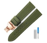 HELBAY Men's Nylon Watch Strap, Water Resistant and Sweat Repellent Watch Strap Accessories, 20mm/22mm,Rose verte-B1,22 mm