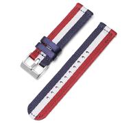 HELBAY Men's Soft Nylon Watch Strap, 18mm/20mm/22mm/24mm, Canvas Replacement Strap,Bleu Blanc Rouge,22 mm