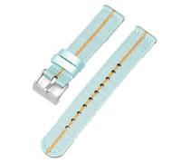 HELBAY Men's Soft Nylon Watch Strap, 18mm/20mm/22mm/24mm, Canvas Replacement Strap,Vert menthe jaune,18 mm