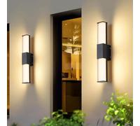 HELCEKOU Applique Murale extérieure LED - Aluminium Noir, étanche IP65, 3000K/4500K/6000K, éclairage Moderne extérieur et intérieur pour escaliers de Jardin, luminaire de 90 cm à lumière Chaude