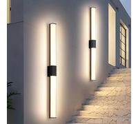 HELCEKOU Applique Murale extérieure LED Moderne - 60 cm, Aluminium Noir, étanche IP65, luminosité réglable 3000K/4500K/6000K, éclairage extérieur/intérieur élégant pour Jardin et escaliers