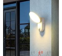 HELCEKOU Applique Murale extérieure LED Noire avec détecteur de Mouvement, Lampe de Jardin Ronde à Induction Radar PIR, Alimentation Secteur, étanche IP65, 20 W, éclairage pour terrasse et Balcon.
