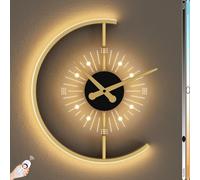 HELCEKOU Applique Murale LED d'intérieur, Horloge Lumineuse Ronde avec télécommande, éclairage en Acrylique et Aluminium pour la décoration du Salon et de la Chambre.