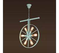 HELCEKOU Applique Murale, Lustre Industriel rétro en Fer forgé à Roue réglable, 6 Douilles, pour Hall, café, Bar, Cuisine ou entrepôt, culot E14/vert