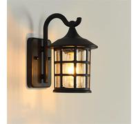 HELCEKOU Appliques murales extérieures, lanternes en Aluminium et Verre étanches, Style rétro, décor Rustique E27, pour Maison, Porte, Garage, Porche, Couloir, terrasse, Balcon (Noir)