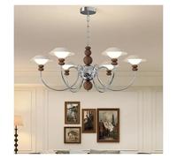 HELCEKOU Lampadario moderno creativo alla moda in ferro battuto color noce, decorazione per la casa, lampada a sospensione in vetro