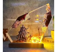 HELCEKOU Lampe de Bureau en résine « Ring of The da.rk lo.RD » - Veilleuse Artisanale avec Port USB, éclairage Variable, Hobbit, Cadeau d'anniversaire, Cadeau pour Lui (15 x 10 cm)