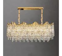 HELCEKOU Lustre de Luxe en Cristal E14, Style français, Lampe à Pampilles Moderne, idéal pour Le Salon, la Salle à Manger ou la Chambre, Ovale 80 cm.