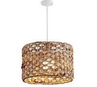 HELCEKOU Lustre Industriel Miniature en rotin ajouré, Abat-Jour Fait Main, Suspension Simple en Osier, éclairage décoratif Original pour Salon et Chambre, Un véritable Chef-d'œuvre d'artisanat.