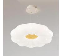 HELCEKOU Lustre LED simple couleur crème en forme de citrouille, lampe nuageuse moderne pour chambre d'enfant ou salle à manger, diamètre 42 x 11 cm