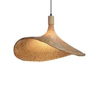 HELCEKOU Lustre suspendu minimaliste en rotin tressé, abat-jour simple couche, style naturel, pour îlot de cuisine, bureau, salon ou bar, une couleur.
