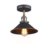 HELCEKOU Plafonnier Industriel rétro Rustique en métal, Semi-encastré, Suspension, Lustre en Bronze huilé pour intérieur, Maison de Campagne, véranda, Cuisine.
