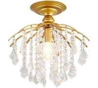 HELCEKOU Plafonnier Semi-encastré en Cristal de 4,6 cm (181 po), Mini Lustre, Douille E14, Suspension Moderne pour Chambre, Salle de Bain, Couloir, Design Original (Columbus)