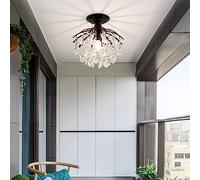 HELCEKOU Plafonnier Semi-encastré en Cristal de 4,6 cm (181 po), Mini Lustre, Douille E14, Suspension Moderne pour Chambre, Salle de Bain, Couloir, Design Original (Columbus)