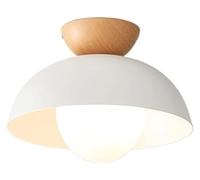 HELCEKOU Plafonnier Semi-encastré en métal Fer et Bois forgé, Douille E14, Lustre décoratif pour Chambre, Couloir, entrée/K (Couleur : Blanc)