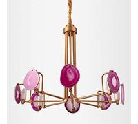 HELCEKOU Suspension G9 Nordic Light Luxury Wind Agate, Lampe chaleureuse Creative Villa, Lampadaire Duplex, Lampe de Salon, Lampe d'escalier, Lampe de Restaurant, Pierre d'agate Violette 8