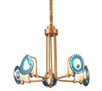 HELCEKOU Suspension G9 Nordic Light Luxury Wind Agate, Lampe chaleureuse Creative Villa, Lampadaire Duplex, Lampe de Salon, Lampe d'escalier, Lampe de Restaurant, Pierre d'agate Bleu mer 5