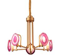 HELCEKOU Suspension G9 Nordic Light Luxury Wind Agate, Lampe chaleureuse Creative Villa, Lampadaire Duplex, Lampe de Salon, Lampe d'escalier, Lampe de Restaurant, Pierre d'agate Rouge Rose 5