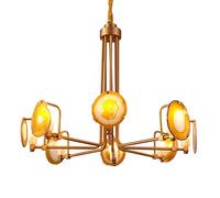HELCEKOU Suspension G9 Nordic Light Luxury Wind Agate, Lampe chaleureuse Creative Villa, lampadaire Duplex, Lampe de Salon, Lampe d'escalier, Lampe de Restaurant, Pierre d'agate Jaune 8
