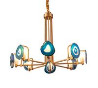 HELCEKOU Suspension G9 Nordic Light Luxury Wind Agate, Lampe chaleureuse Creative Villa, Lampadaire Duplex, Lampe de Salon, Lampe d'escalier, Lampe de Restaurant, Pierre d'agate Bleu mer 8