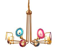 HELCEKOU Suspension G9 Nordic Light Luxury Wind Agate, Lampe chaleureuse Creative Villa, lampadaire Duplex, Lampe de Salon, Lampe d'escalier, Lampe de Restaurant, Pierre d'agate colorée 8