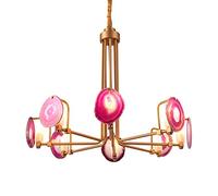 HELCEKOU Suspension G9 Nordic Light Luxury Wind Agate, Lampe chaleureuse Creative Villa, Lampadaire Duplex, Lampe de Salon, Lampe d'escalier, Lampe de Restaurant, Pierre d'agate Rose Rouge 8