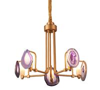 HELCEKOU Suspension G9 Nordic Light Luxury Wind Agate, Lampe chaleureuse Creative Villa, lampadaire Duplex, Lampe de Salon, Lampe d'escalier, Lampe de Restaurant, Pierre d'agate Violette 5