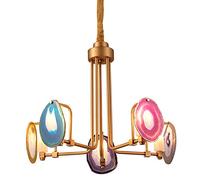 HELCEKOU Suspension G9 Nordic Light Luxury Wind Agate, Lampe chaleureuse Creative Villa, Lampadaire Duplex, Lampe de Salon, Lampe d'escalier, Lampe de Restaurant, Pierre d'agate colorée 5