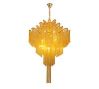 HELCEKOU Suspension Industrielle Moderne avec Pampilles créatives et chaîne en Aluminium, Style Art déco, idéale pour Salon, Chambre, hôtel ou Restaurant (dorée, 80 cm / 35 Pouces).