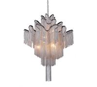 HELCEKOU Suspension Industrielle Moderne avec Pampilles et chaîne en Aluminium, Style Art déco, idéale pour Salon, Chambre, hôtel ou Restaurant (Chrome, 60 cm / 26 Pouces).