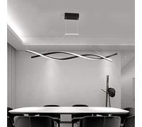 HELCEKOU Suspension LED Design ondulée, Lampe Suspendue linéaire réglable, Style Nordique Moderne en Spirale, idéale pour îlot de Cuisine, Table à Manger ou Salon, Noir + éclairage Tricolore - 120 cm