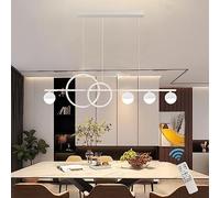 HELCEKOU Suspension LED Moderne, à intensité Variable, Lustre de 95 cm à Hauteur réglable pour Salle à Manger, Salon, Cuisine, Bureau - Design élégant en Anneau Blanc