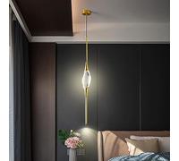 HELCEKOU Suspension linéaire LED Noire et dorée pour îlot de Cuisine Moderne, Petite Lampe de Chevet en cuivre et Cristal, Lustre décoratif 3W