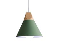 HELCEKOU Suspension Nordique en Fer Conique avec Bois, Style français, à Une lumière réglable, idéale pour Un Hall d'entrée, Une Salle à Manger ou Un Couloir.