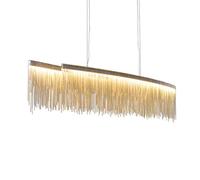 HELCEKOU Suspension rectangulaire Moderne et Luxueuse à Pampilles et chaîne décorative - Éclairage Chaleureux idéal pour Le Salon, la Salle à Manger ou Un hôtel - Finition chromée