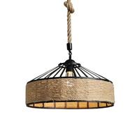 HELCEKOU Suspensions en rotin Style Milieu du siècle, Suspension en Corde de Chanvre Style Ferme, Lustre Rustique tissé à la Main E 27 pour Restaurants, Bars, cafés, galeries d'art, etc.