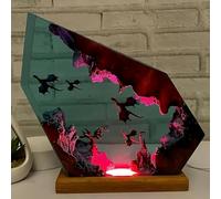 HELCEKOU Veilleuse décorative en résine 3D représentant des Animaux Marins, avec Base en Bois et câble USB, LED Multicolore, Lampe de Chevet en époxy pour la décoration intérieure et Noël (8 * 5i)
