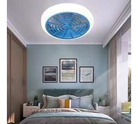 HELCEKOU Ventilateur de Chambre Ceilifan avec lumière et télécommande Ceililights Silent 3 Vitesses LED Ceililight 60W Moderne Liviroomt Light/Blue