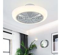 HELCEKOU Ventilateur de Chambre Ceilifan avec lumière et télécommande Ceililights Silent 3 Vitesses LED Ceililight 60W Lumière Moderne pour Salon/Blanc