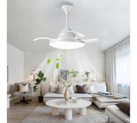HELCEKOU Ventilateur de Plafond Moderne Compact E27 avec éclairage et télécommande, 3 Couleurs, Vitesse, lumière Invisible, Silencieux, idéal pour Le Salon, la Chambre et Le Garage.