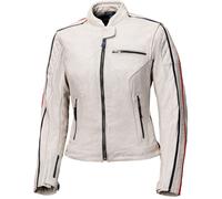Held Brixham Veste en cuir de moto pour femmes, noir-blanc-rouge, taille 42