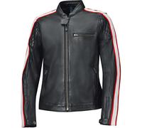 Held Brixham Veste en cuir de moto pour femmes, noir-blanc-rouge, taille 42
