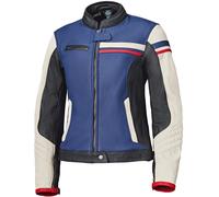 Held Midway Veste en cuir de moto pour dames, blanc-rouge-bleu, taille 46 pour femmes