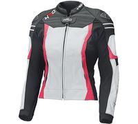 Held Street 3.0 Veste en cuir de moto pour femmes, Blanc/Rose, Taille 38