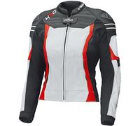 Held Street 3.0 Veste en cuir de moto pour femmes, Blanc/Rouge, Taille 38